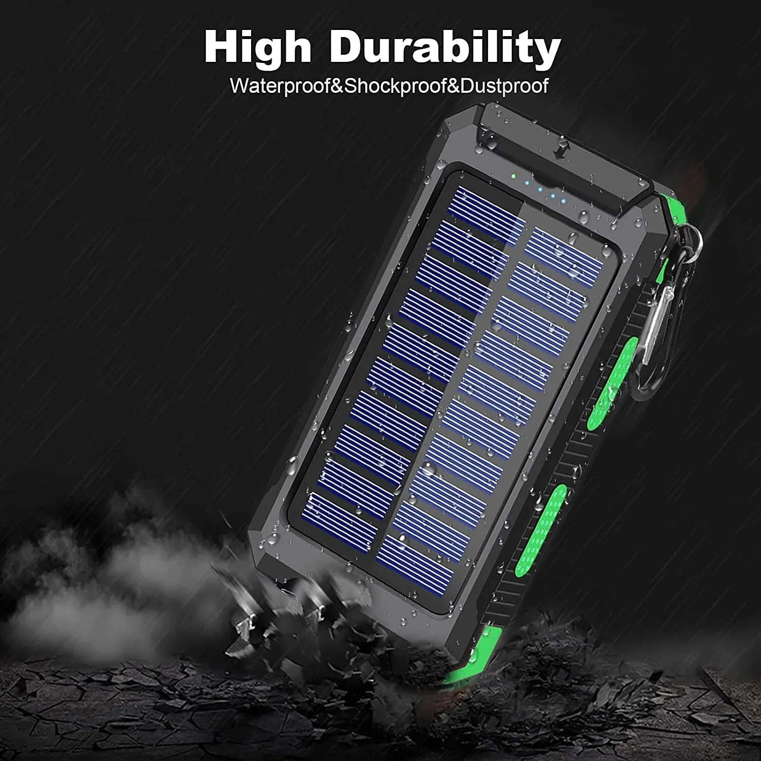 20000mAh Solar Charger for Cell Phone iphone, Portable Solar Power Bank with Dual 5V USB Ports, 2 Led Light Flashlight, Compass Battery Pack for Outdoor Camping Hiking(Green)