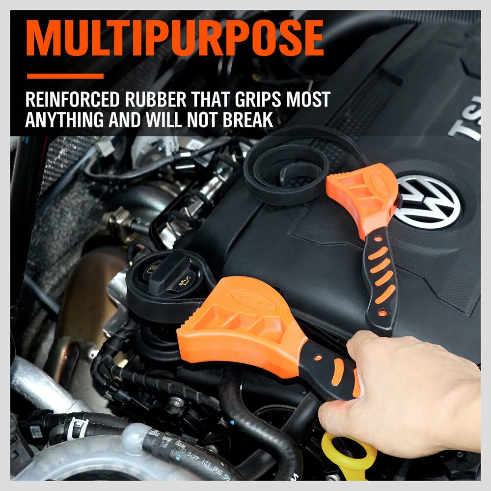 2Pc Adjustable Strap Wrench | Rubber Belt Spanner | Multi-Purpose Jar Opener Filter