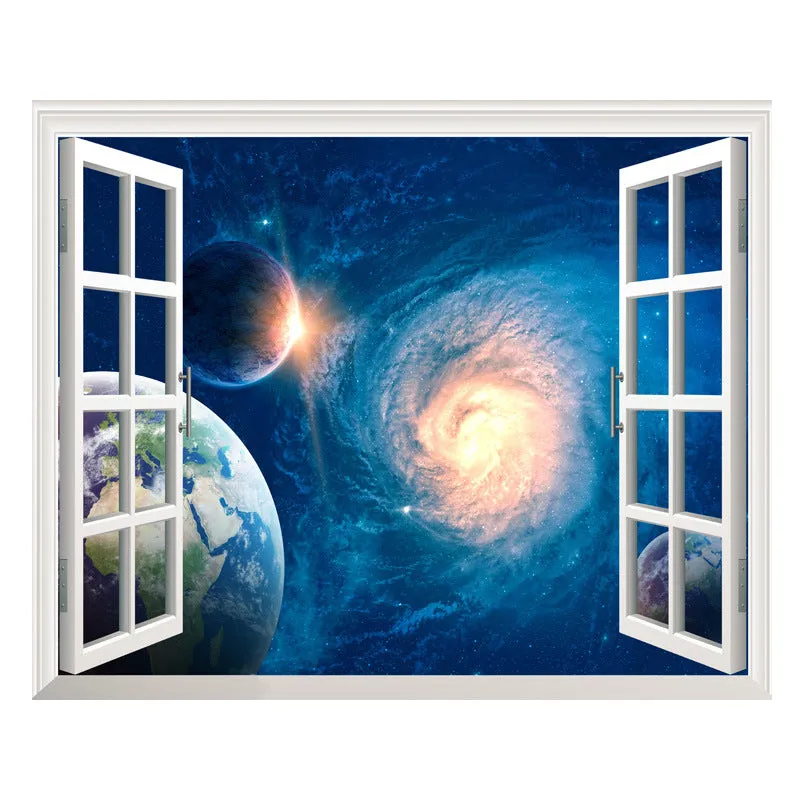 3D Outer Space Window Wall Decals