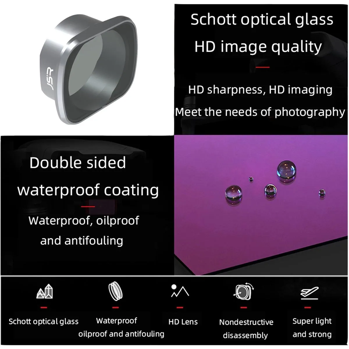 4-in-1 Lens Filter Set for Dji Fpv Drone - Aluminum Alloy Frame