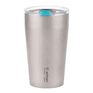 500ml Outdoor Titanium Teacup Double Wall Camping Beer Cup Ultralight Water Cup with Cup Lid for Travel Camping Hiking