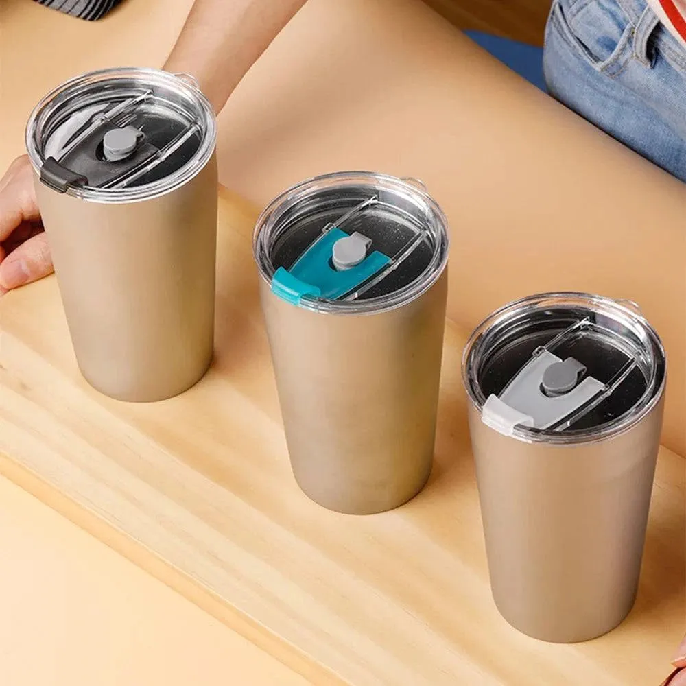500ml Outdoor Titanium Teacup Double Wall Camping Beer Cup Ultralight Water Cup with Cup Lid for Travel Camping Hiking
