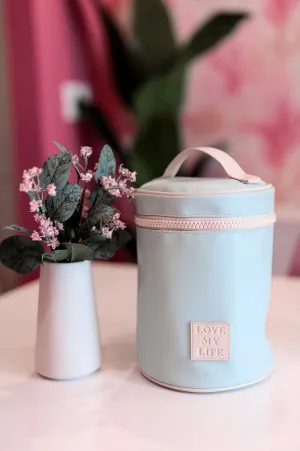 Barrel Toiletry Bag - Love My Life (Light Blue)