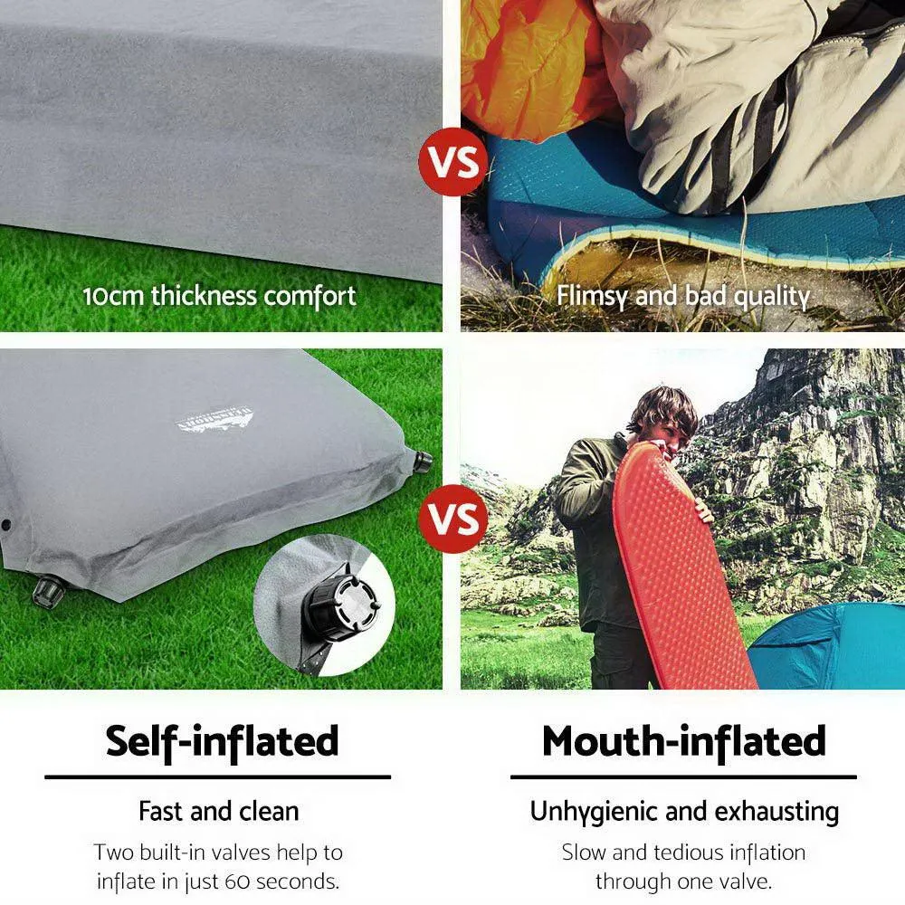 Camping Self Inflating Air Bed Mattress Mat Double 10CM Thick - Grey