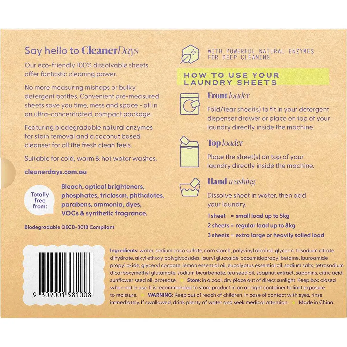 Cleaner Days Laundry Detergent Sheets
