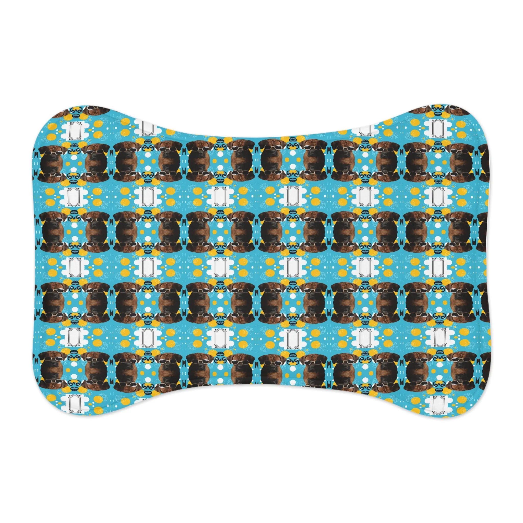 Cool Labrador with Sunglasses pattern. Part of the "Where's the doggie?" series by Poochbliss pet dog Feeding Mat