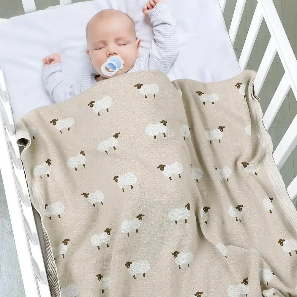 Cotton Knitted Blanket: Baby Swaddle Wrap, 100*80 CM, Super Soft Quilt