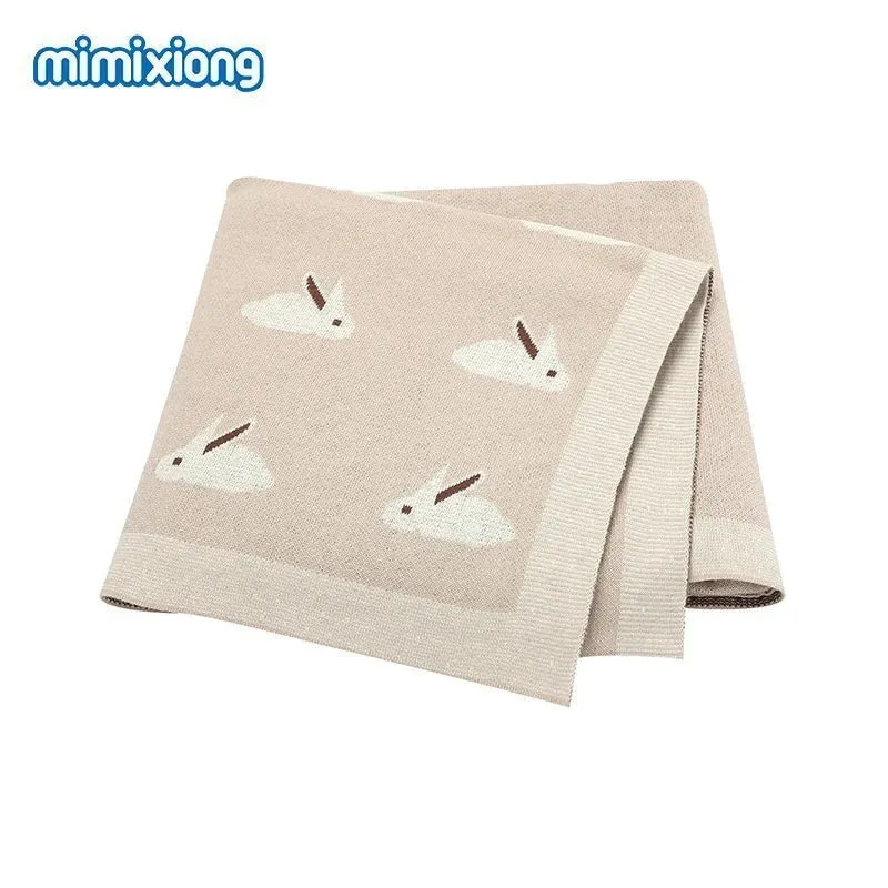 Cotton Knitted Blanket: Baby Swaddle Wrap, 100*80 CM, Super Soft Quilt