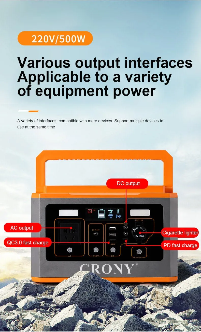 CRONY BS500 500W Portable Power Station Outdoor energy storage 110v 220v high power emergency power supply portable power station