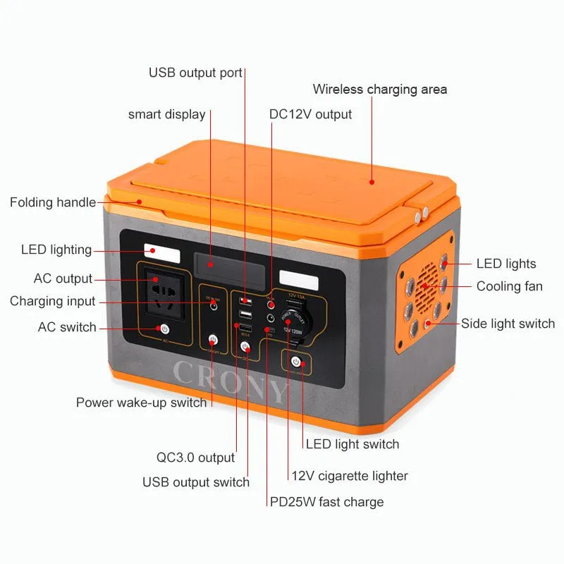CRONY BS500 500W Portable Power Station Outdoor energy storage 110v 220v high power emergency power supply portable power station