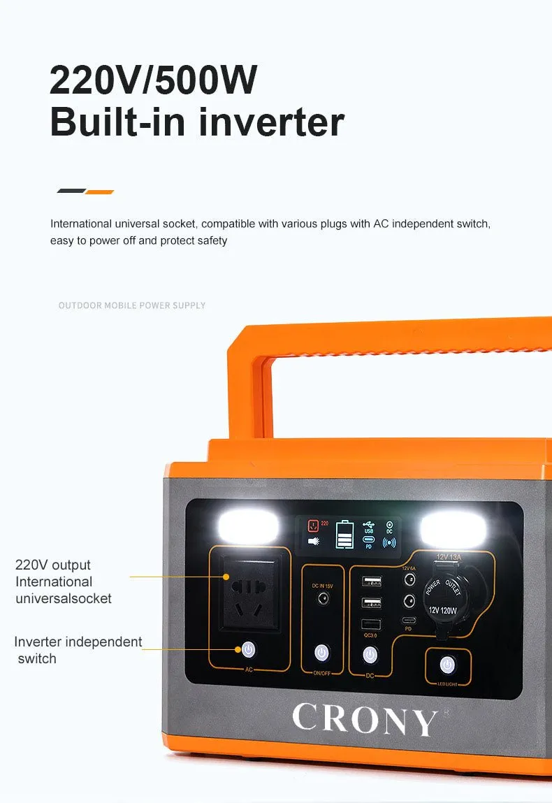 CRONY BS500 500W Portable Power Station Outdoor energy storage 110v 220v high power emergency power supply portable power station
