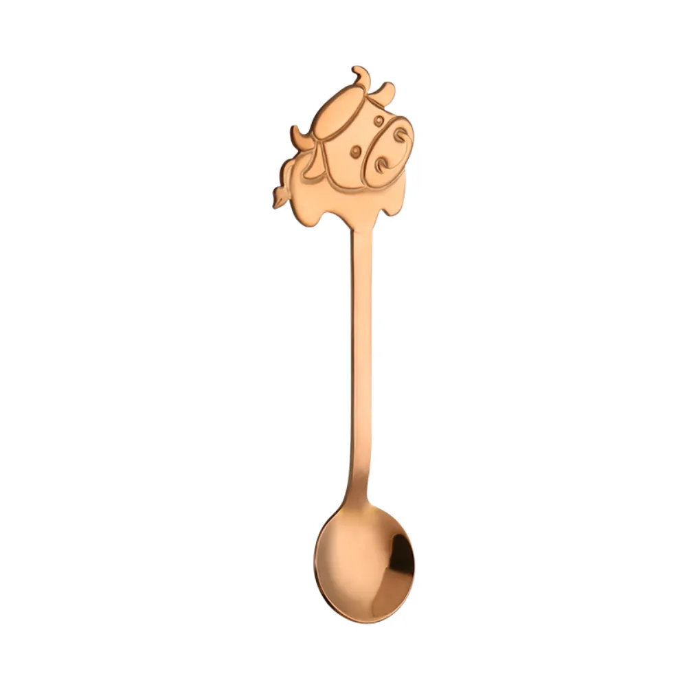 Eco-Friendly Stainless Steel Cartoon Cow Teaspoon