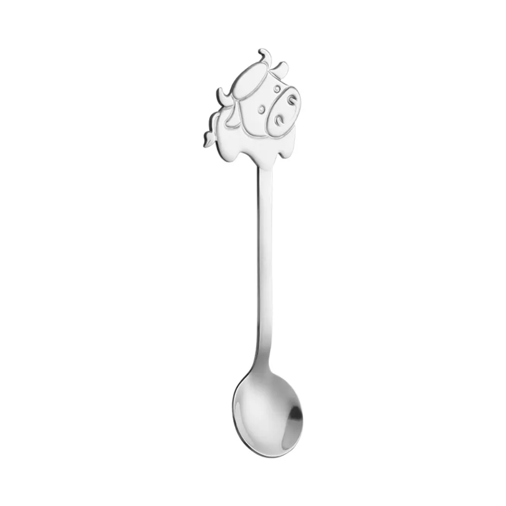 Eco-Friendly Stainless Steel Cartoon Cow Teaspoon