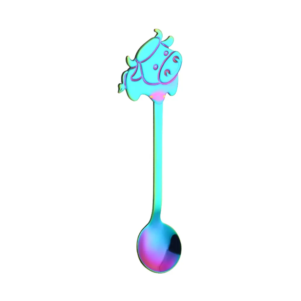 Eco-Friendly Stainless Steel Cartoon Cow Teaspoon