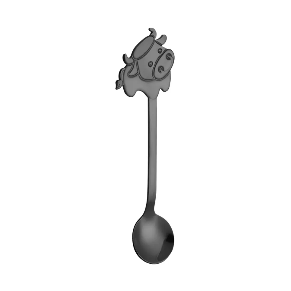 Eco-Friendly Stainless Steel Cartoon Cow Teaspoon