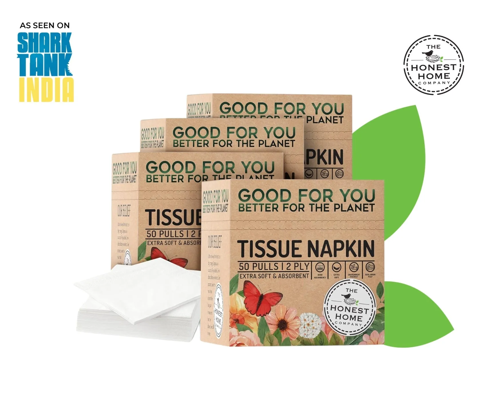 Embossed 2 Ply Tissue Paper Napkins- 200 Pulls (Pack of 4)