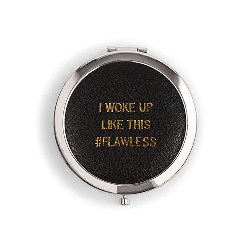 Faux Leather Compact Mirror - #Flawless Emboss Gold Pink