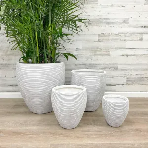 Fiberclay Taper Striped Planter - White - 22-inch