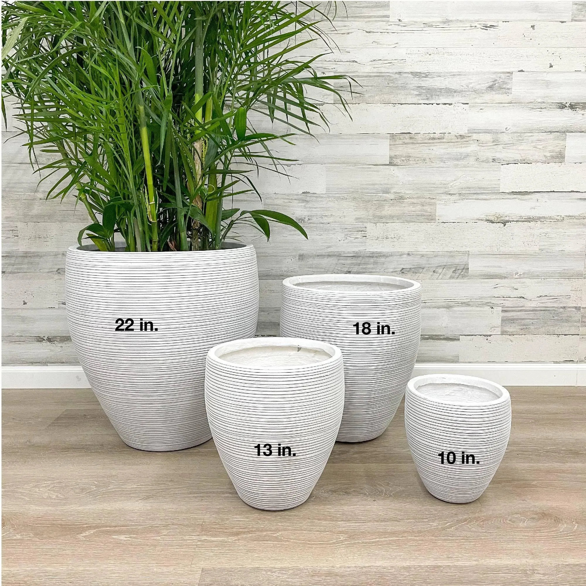 Fiberclay Taper Striped Planter - White - 22-inch