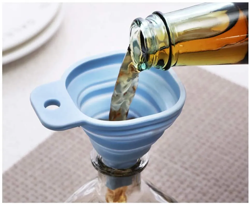 Flexible Silicone Foldable Kitchen Funnel for Liquid / Powder Transfer Hopper Food (Small)