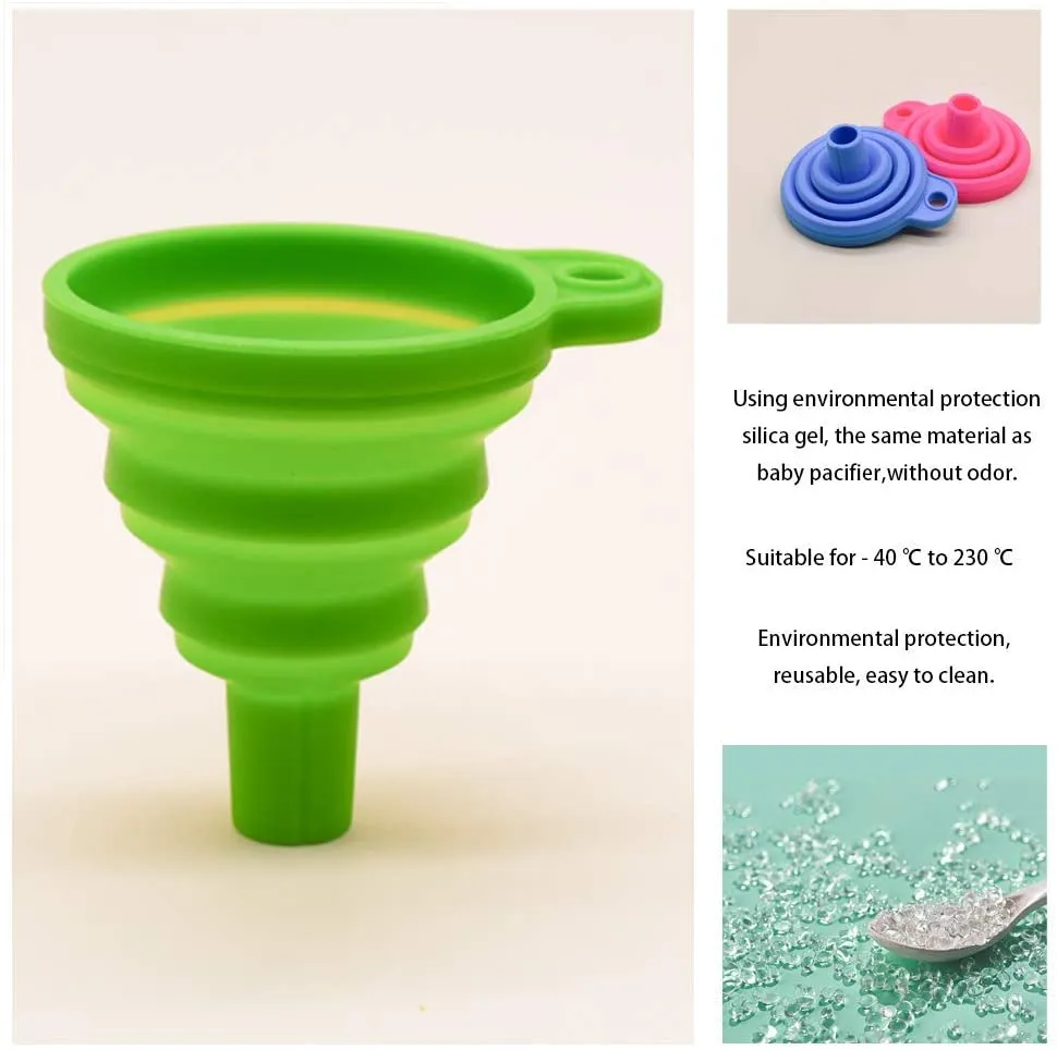 Flexible Silicone Foldable Kitchen Funnel for Liquid / Powder Transfer Hopper Food (Small)
