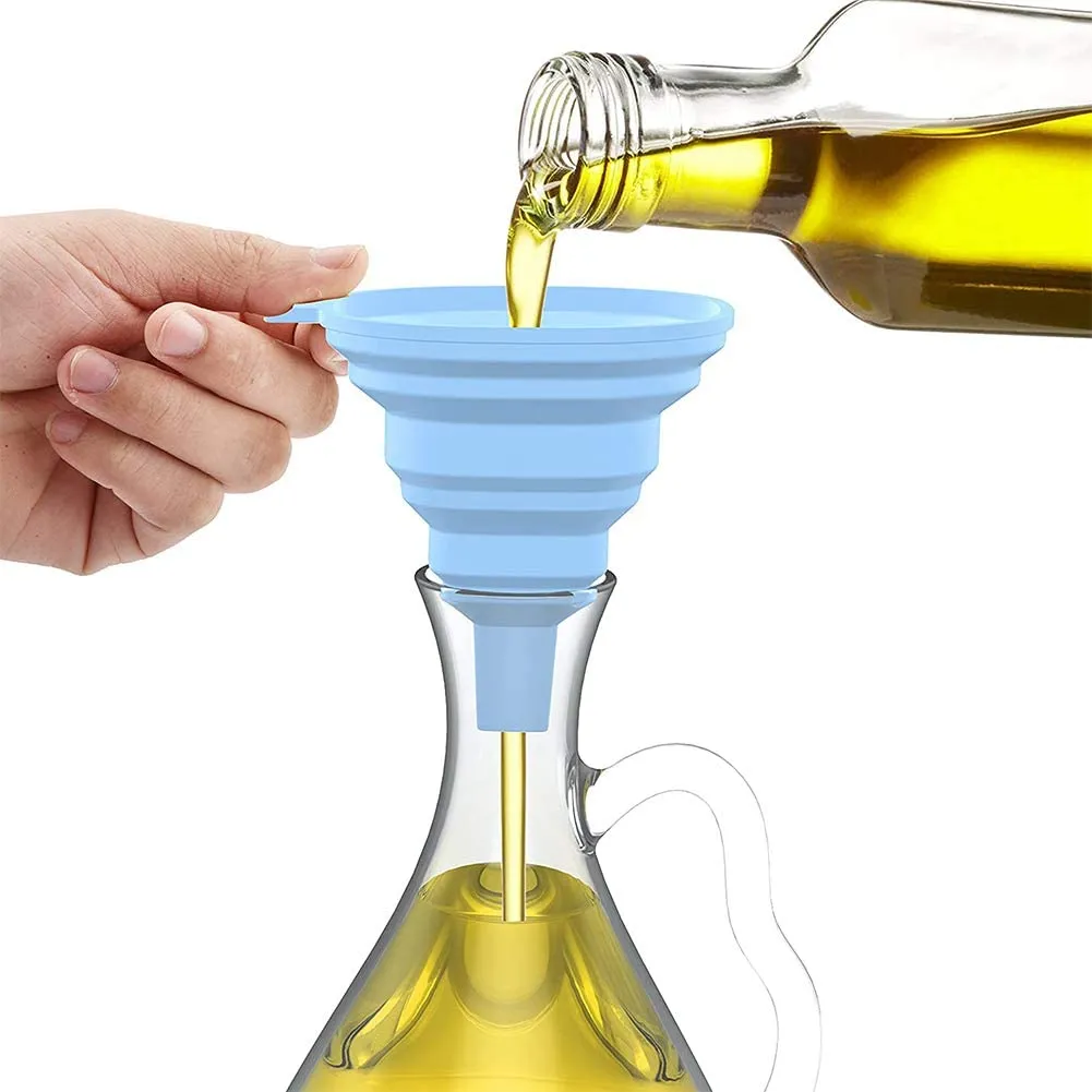 Flexible Silicone Foldable Kitchen Funnel for Liquid / Powder Transfer Hopper Food (Small)