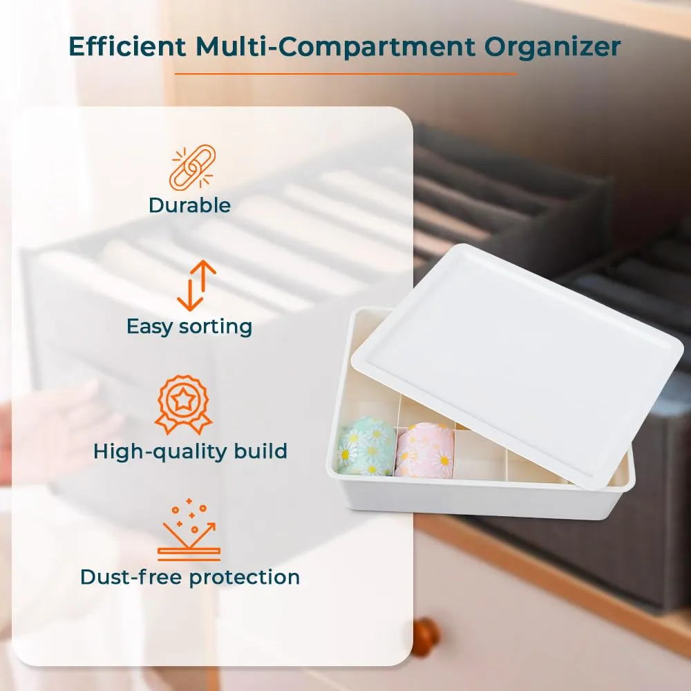 Homestic Cloth Storage Box 15 Compartment with Lid|Wardrobe Organizer For clothes (White)