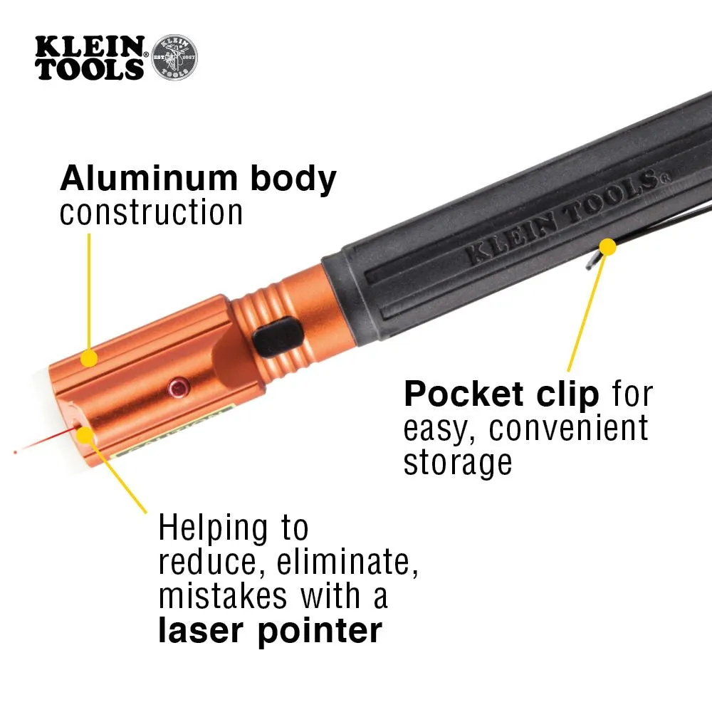 Klein 56026R Inspection Penlight w/ Laser Pointer 2X AAA RDZ