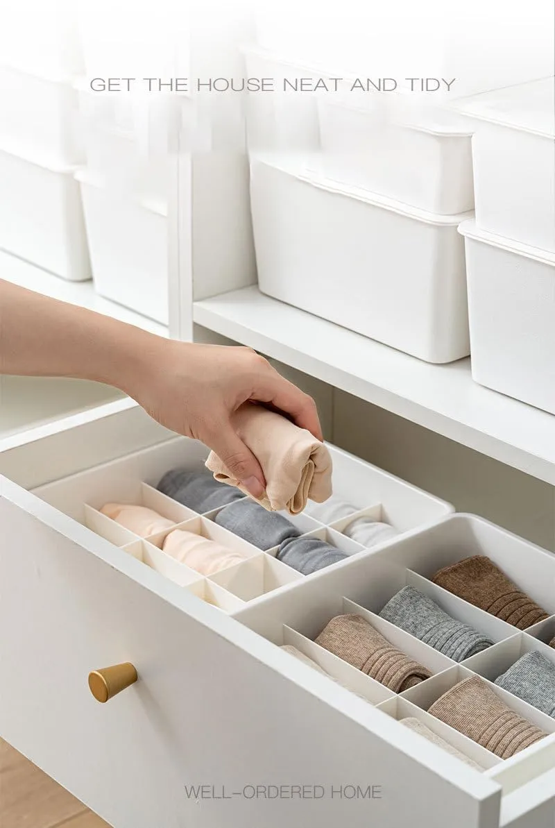 Kuber Industries Cloth Storage Box 10 Compartment with Lid|Wardrobe Organizer For clothes-Pack of 3 (White)