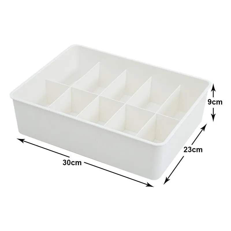 Kuber Industries Cloth Storage Box 10 Compartment with Lid|Wardrobe Organizer For clothes-Pack of 3 (White)