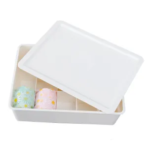 Kuber Industries Cloth Storage Box 10 Compartment with Lid|Wardrobe Organizer For clothes-Pack of 3 (White)