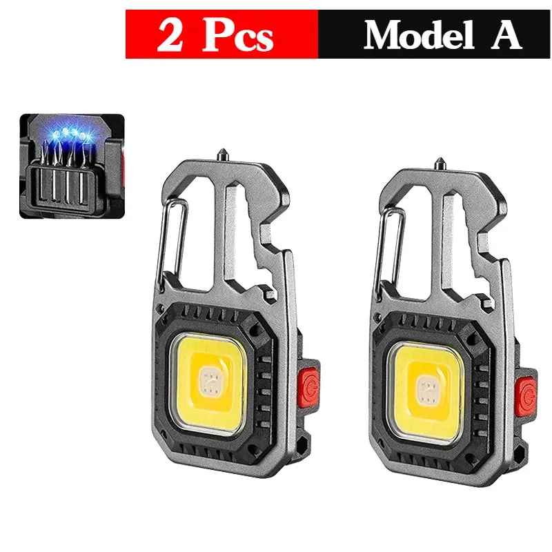 Mini LED Flashlight Work Light Outdoor Camping Light COB Keychain Light Portable Pocket Wrench Screwdriver Safety Hammer