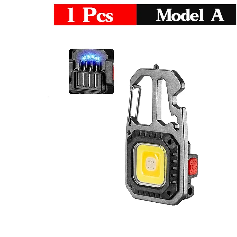 Mini LED Flashlight Work Light Outdoor Camping Light COB Keychain Light Portable Pocket Wrench Screwdriver Safety Hammer