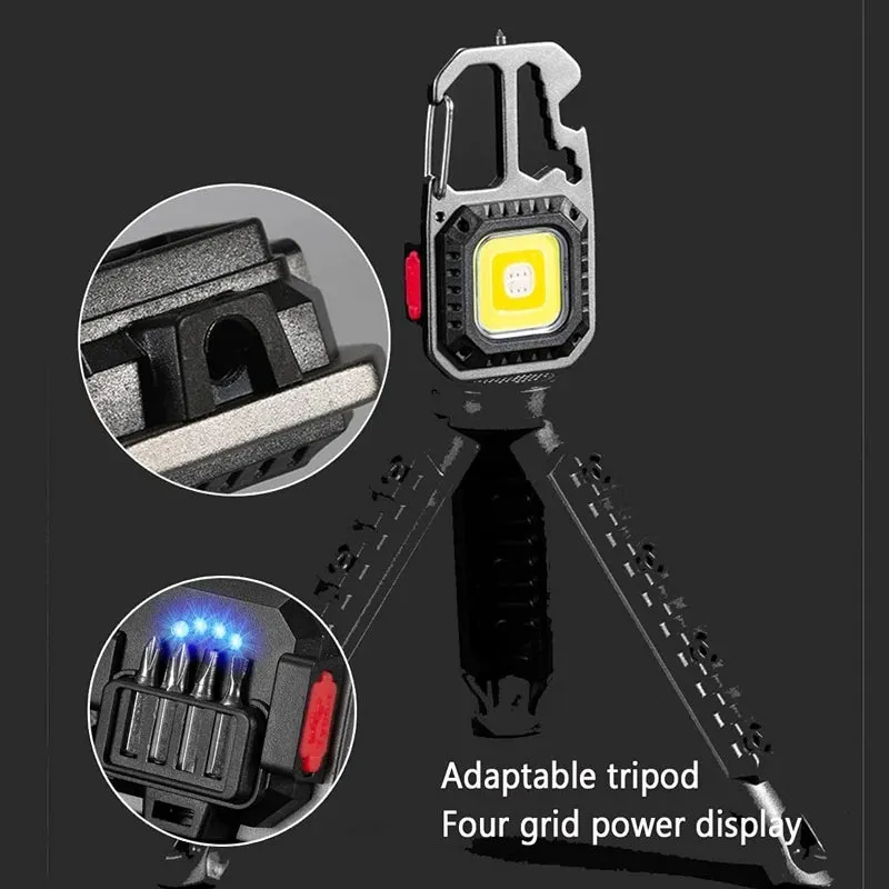 Mini LED Flashlight Work Light Outdoor Camping Light COB Keychain Light Portable Pocket Wrench Screwdriver Safety Hammer