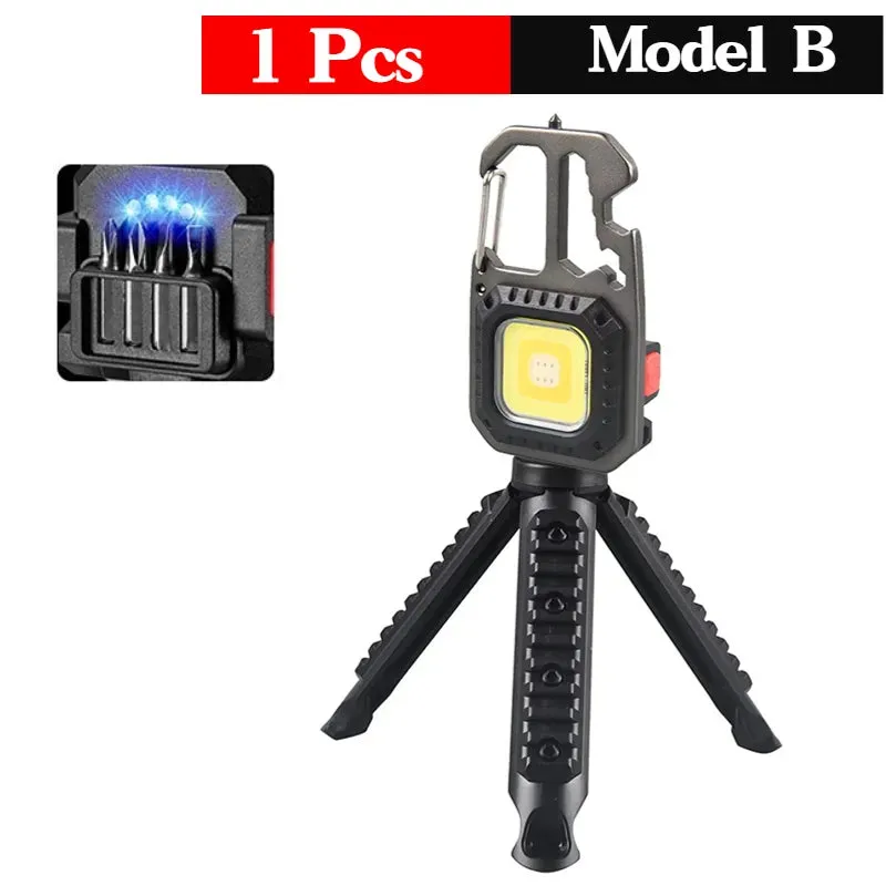 Mini LED Flashlight Work Light Outdoor Camping Light COB Keychain Light Portable Pocket Wrench Screwdriver Safety Hammer