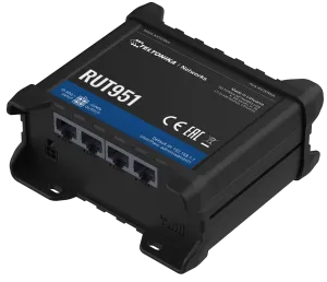 Rut951 Is A Compact Industrial 4G (Lte) Router Equipped With 4X Ethernet Ports, Wifi, Dual-Sim And Rutos Software For Advanced Networking Solutions.