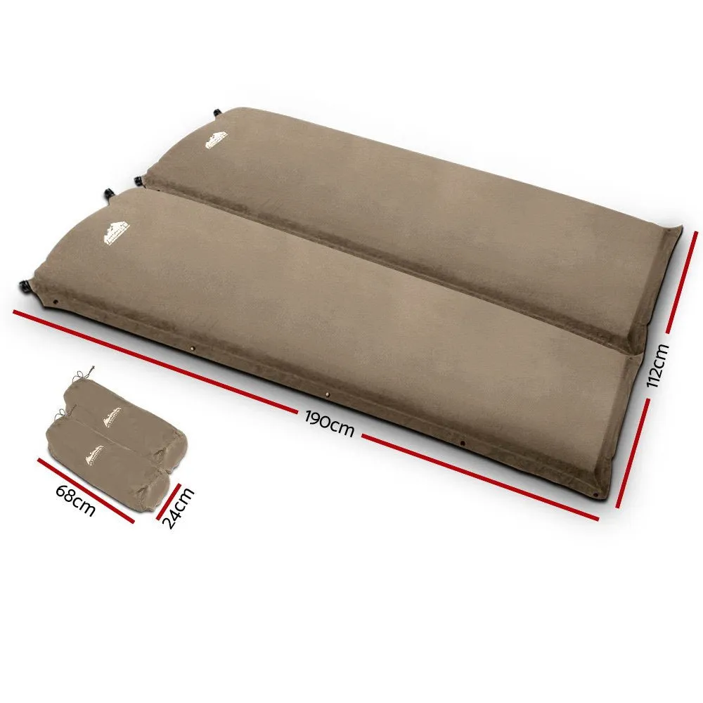 Self Inflating Mattress Camping Sleeping Mat Air Bed Pad Double Coffee 10CM Thick