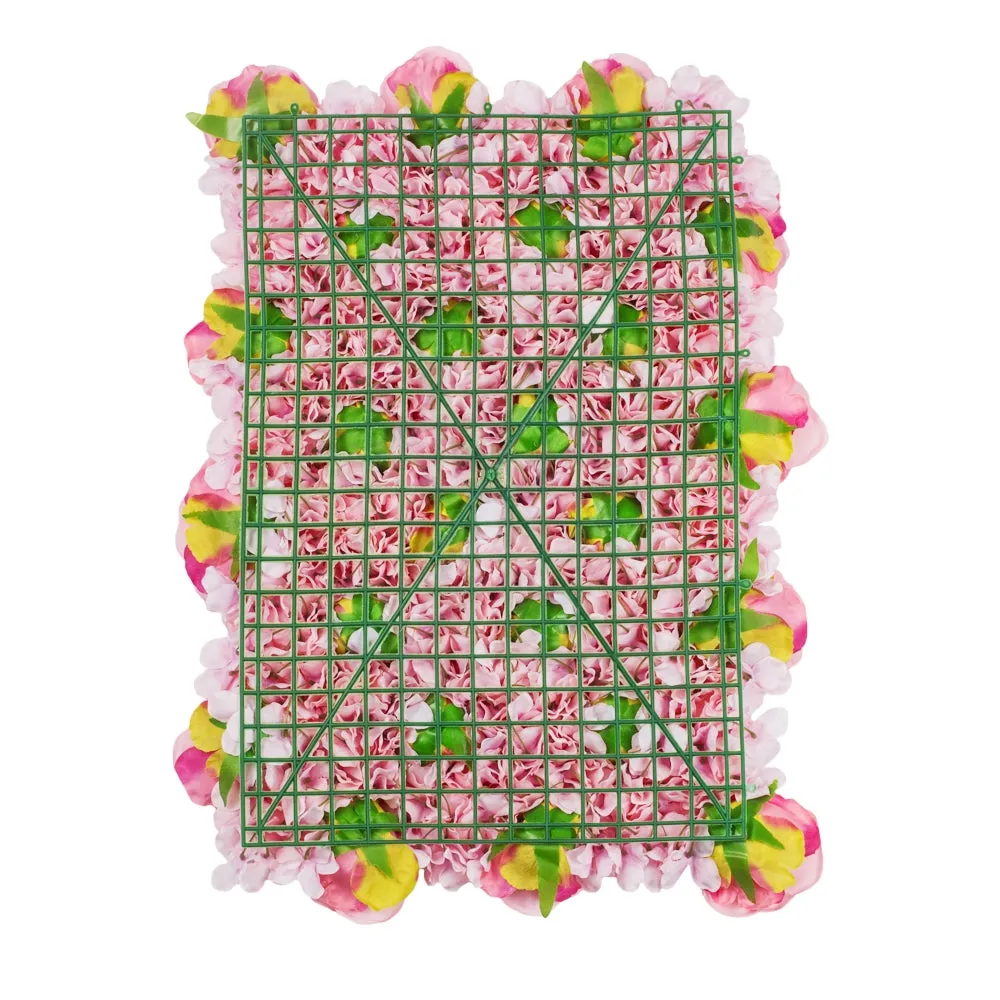 Silk Roses/Hydrangeas Flower Wall Backdrop Panel - Pink