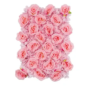 Silk Roses/Hydrangeas Flower Wall Backdrop Panel - Pink