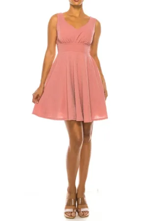 Sleveless Glitter Fit Flare Party Short Dress