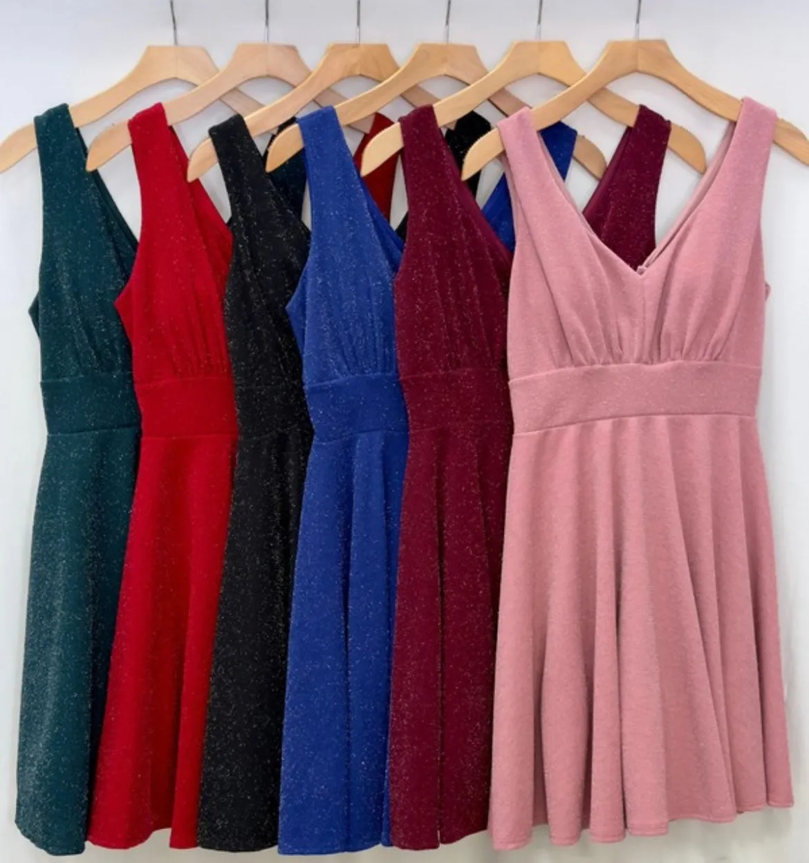 Sleveless Glitter Fit Flare Party Short Dress