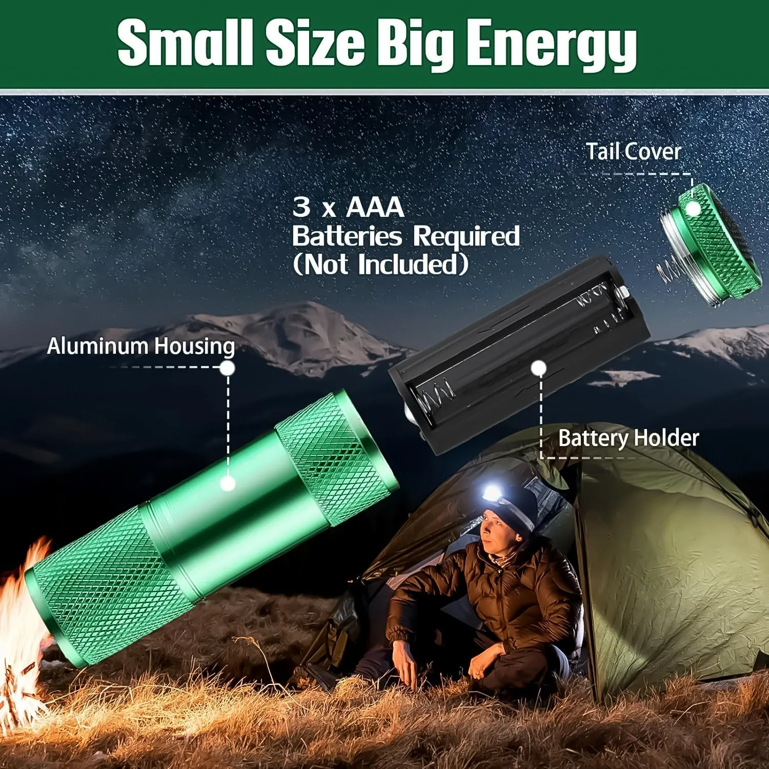 Super-Bright Mini 9 LED Bulb Pocket Torches - Small Torch Flashlight for Camping, Hiking, DIY, Travelling, Outdoors and More3 Battery operated (Battery not included / 1 pc)