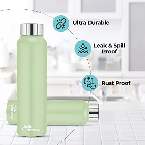 The Better Home FUMATO 1000 Watt 2 Slice Pop-up Toastmate Toaster & Stainless Steel Water Bottle 1 Litre Pack of 5 Green