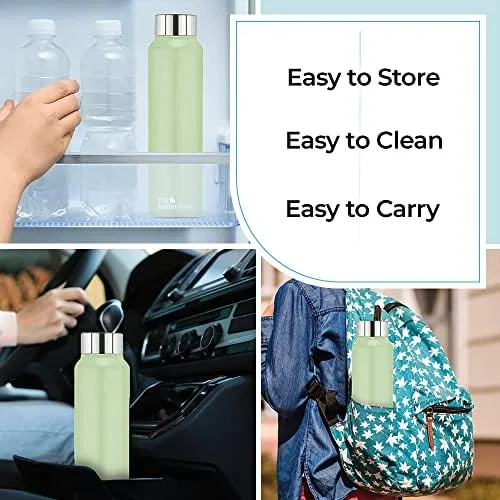 The Better Home FUMATO 1000 Watt 2 Slice Pop-up Toastmate Toaster & Stainless Steel Water Bottle 1 Litre Pack of 5 Green