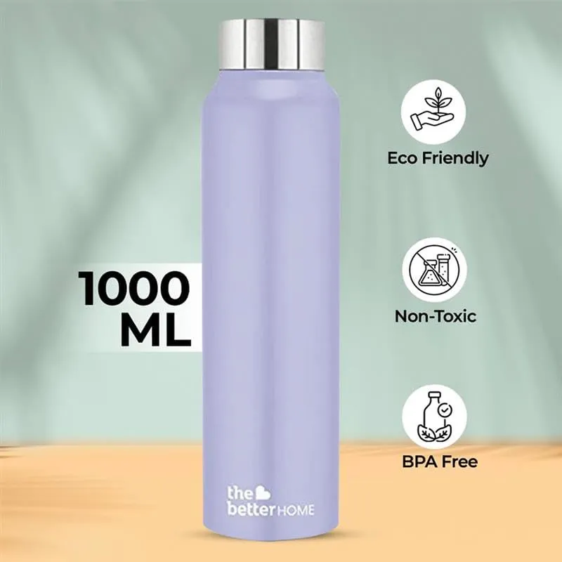 The Better Home FUMATO 1000 Watt 2 Slice Pop-up Toastmate Toaster & Stainless Steel Water Bottle 1 Litre Pack of 5 Purple