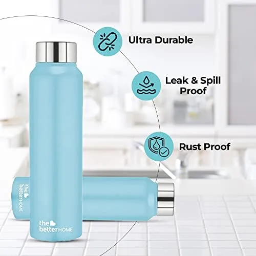 The Better Home FUMATO Cookeasy Automatic 500W Electric Rice Cooker 1.5L Blue & Stainless Steel Water Bottle 1 Litre Pack of 10 Blue