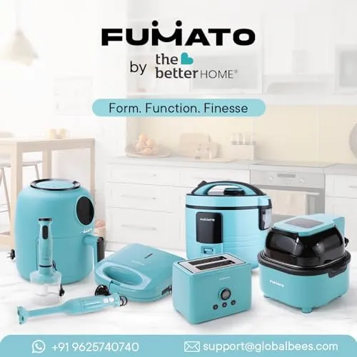 The Better Home FUMATO Cookeasy Automatic 500W Electric Rice Cooker 1.5L Blue & Stainless Steel Water Bottle 1 Litre Pack of 10 Blue