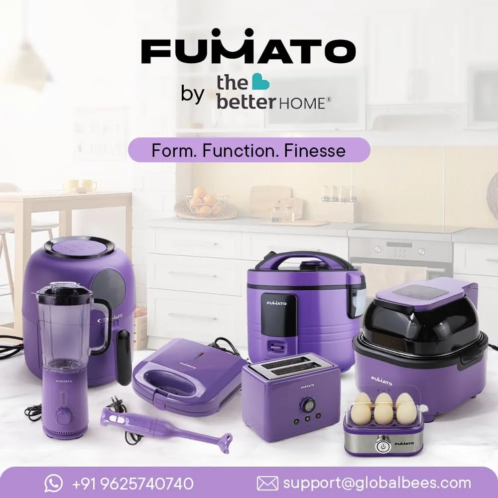 The Better Home FUMATO Presswich 750W Sandwich Maker, 2 Slice Grill, Purple & Stainless Steel Water Bottle 1 Litre Pack of 2 Blue