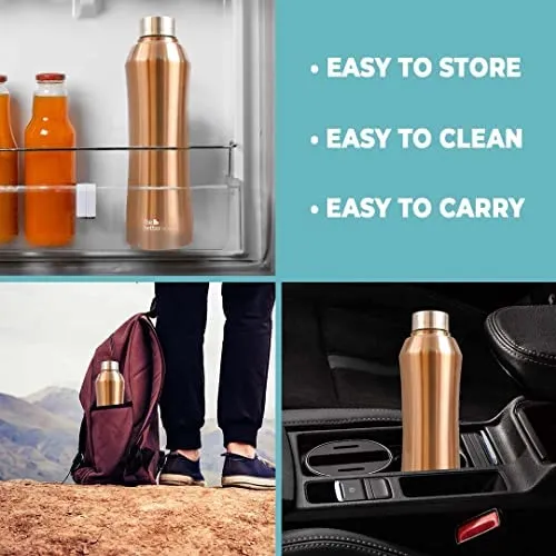 The Better Home FUMATO Turbo Pro600W Electric Hand Blender 4-1 Pink & Stainless Steel Water Bottle 1 Litre Pack of 5 Gold