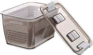 Urbane Home Small Refrigerator Storage Crisper with Lid & Detachable Hollow Basket (Brown)
